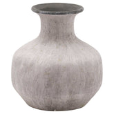 Handcrafted stone effect vase with grey rim and vertical scoring, designed for faux florals.