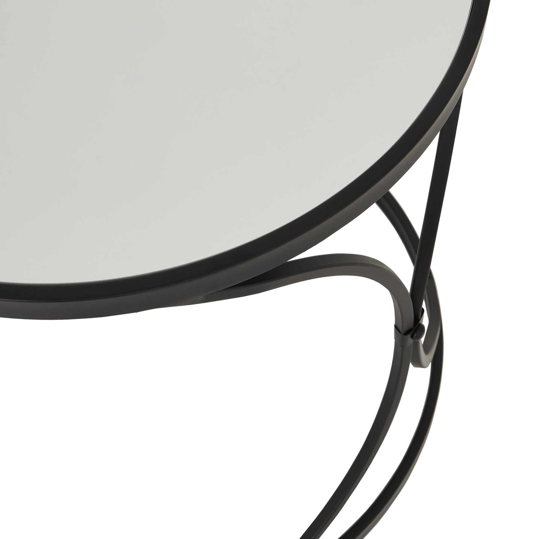 Lola side tables in black metal with mirror top, showcasing contemporary design.
