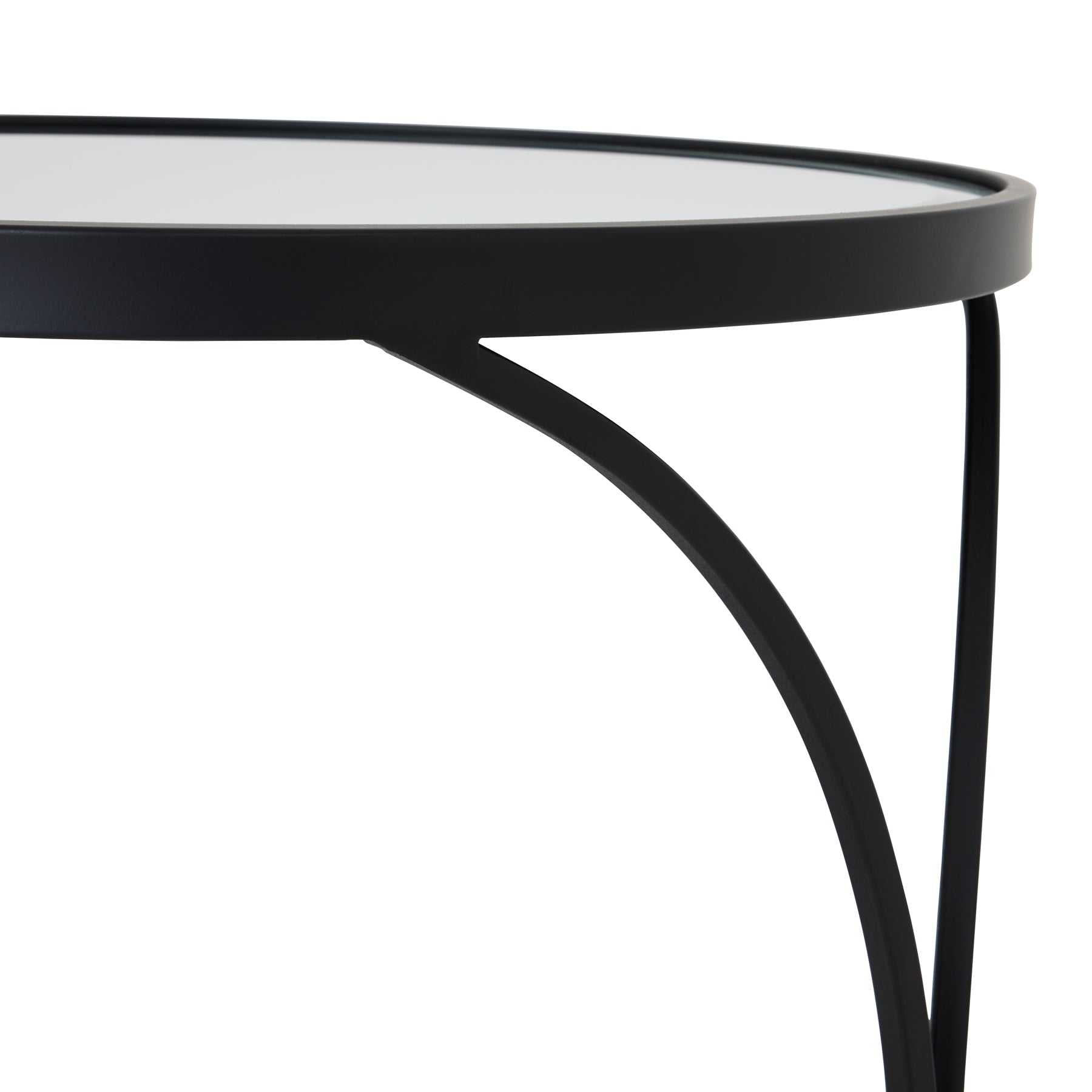 Lola side tables in black metal and mirror with contemporary design.