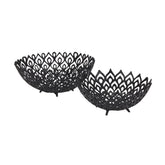 Teesh Lattice Bowl with intricate perforated patterns in matt black aluminum.