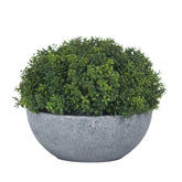 Realistic Era faux plant with handcrafted leaves in aged grey pot.