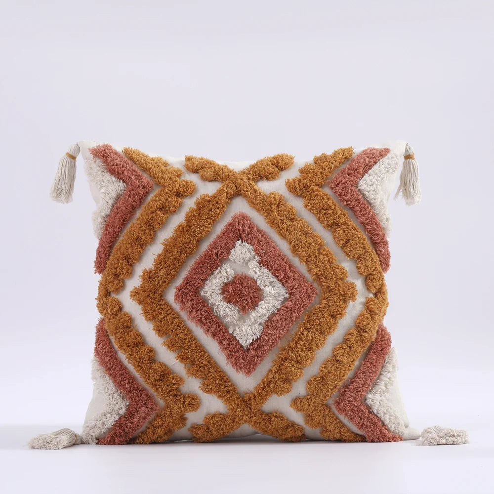 Moroccan style pillow case with intricate geometric patterns.