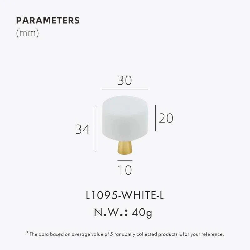 Anessa Handles - Brass and Marble Door Knob with Dimensions and Weight.