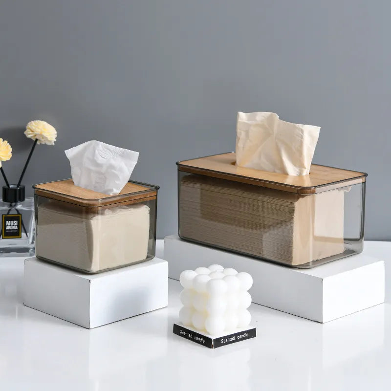 Sïmh Wooden Tissue Box with elegant design and natural finish.