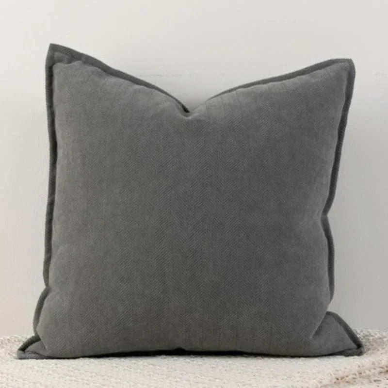 Noori Cushion Cover in charcoal gray, 50x50cm, adding comfort and luxury to home decor.