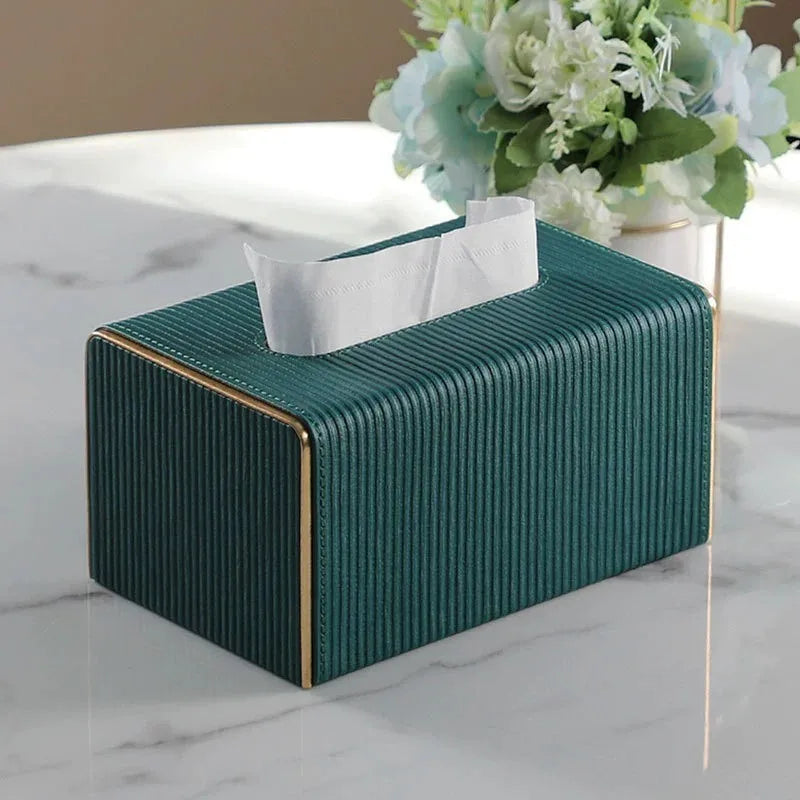 Ribbed Tissue Box with elegant textured design and durable construction, perfect for organized tissue storage.