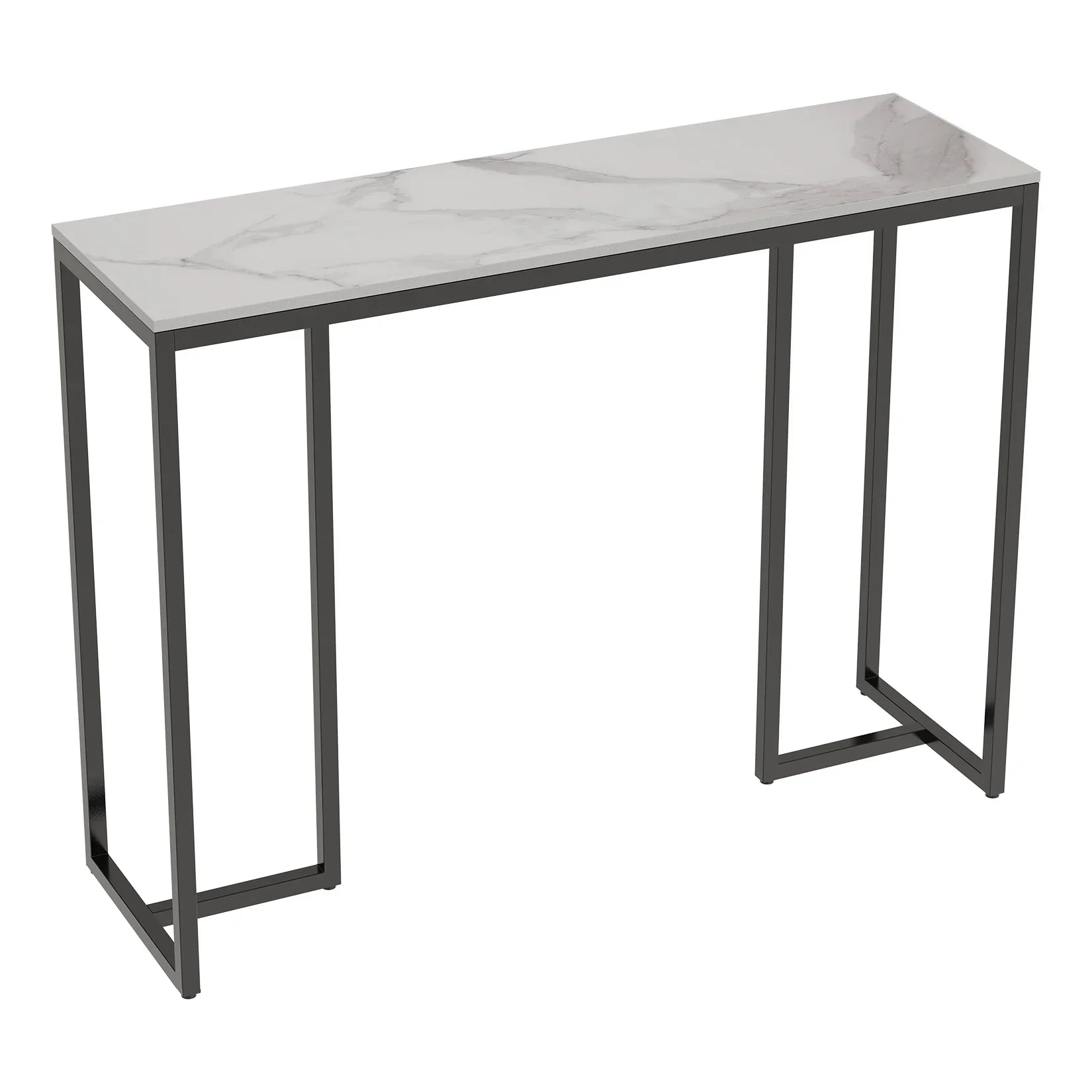Modern marble console table with metal frame, ideal for entryway or living room.
