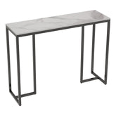 Modern marble console table with metal frame, ideal for entryway or living room.