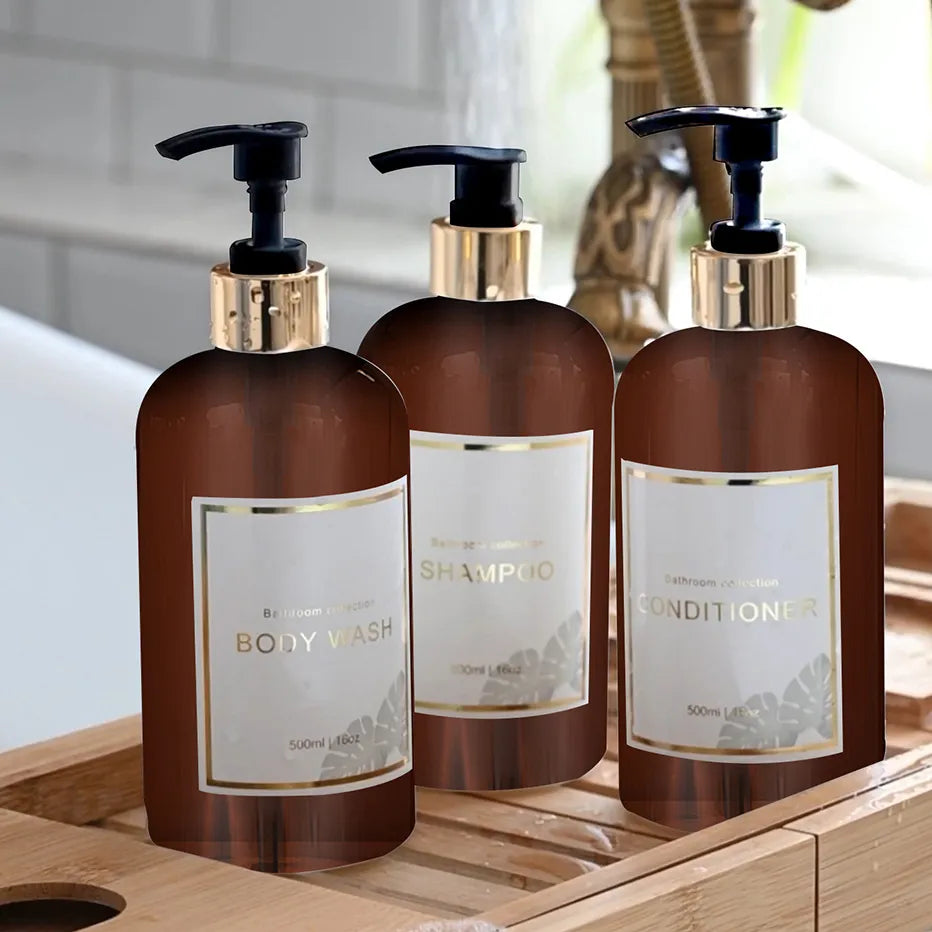 Raph Bottles for liquid soap with refillable feature in eco-friendly bathroom setting.