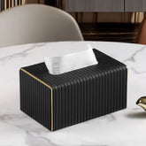 Ribbed Tissue Box with elegant texture on a marble countertop.