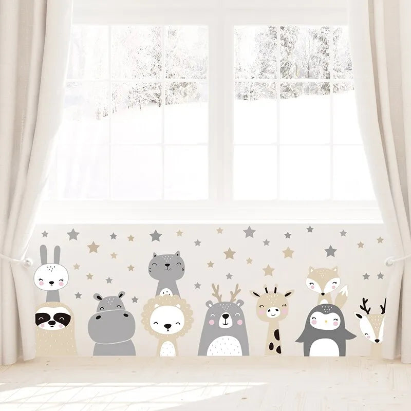 Cali Forest Animals wall stickers with cute forest animals and stars for kids' room decor.