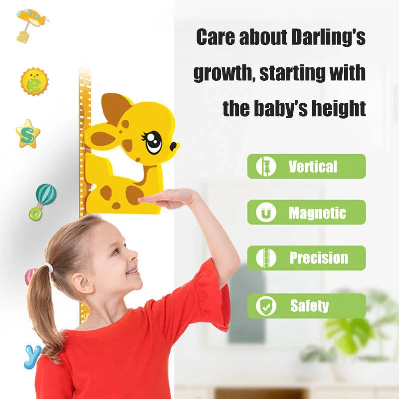 3D cartoon Raff height stickers for children's room, removable and fun growth tracking solution.