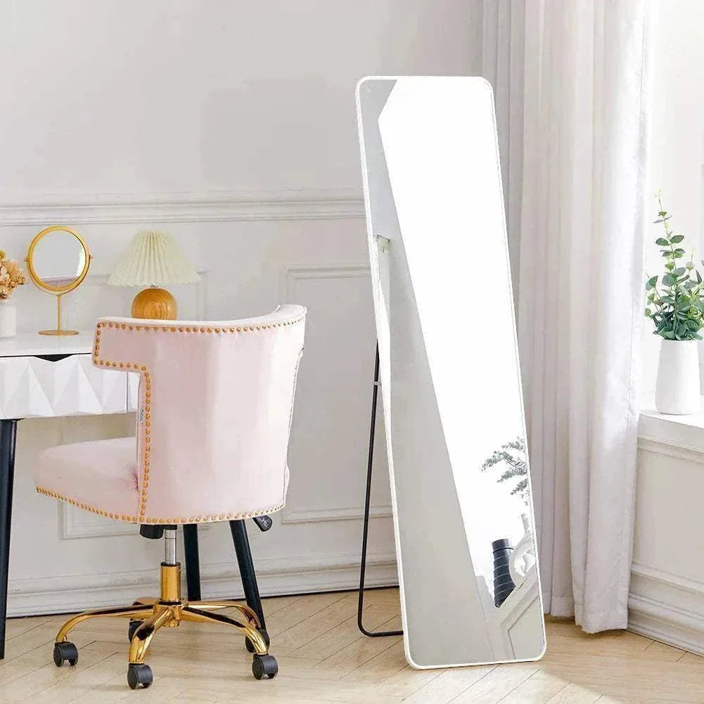 Elegant silver rectangular mirror enhancing home decor, suitable for wall mounting or freestanding use.