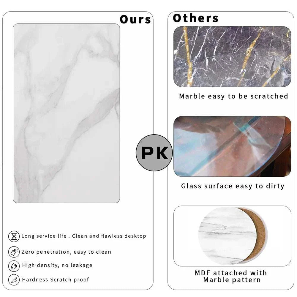 Modern Mariah side table set with marble top and gold metal base, showcasing durability and easy maintenance.