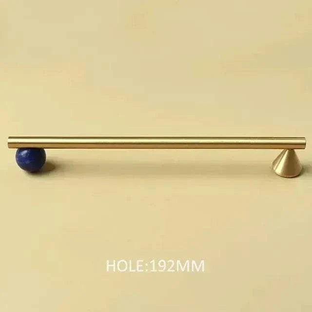 Natural Crystal + Brass Furniture Handle for Kitchen Cabinets and Drawers.