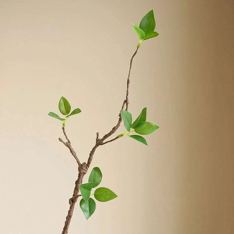 Artificial withered branches with green leaves, 44CM, for elegant home decor.