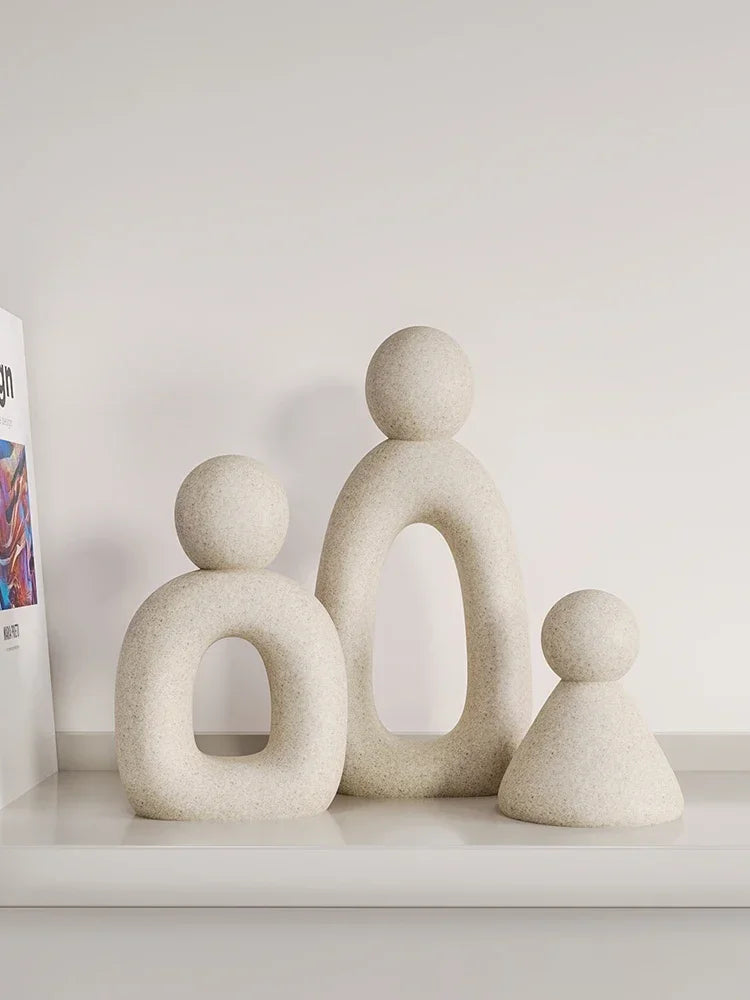 Minimalism Family Statue with neutral color palette and modern design.