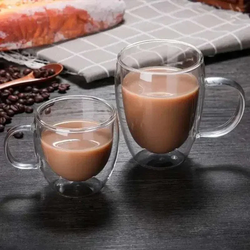 Ashanti coffee glass with double wall design, perfect for hot beverages.