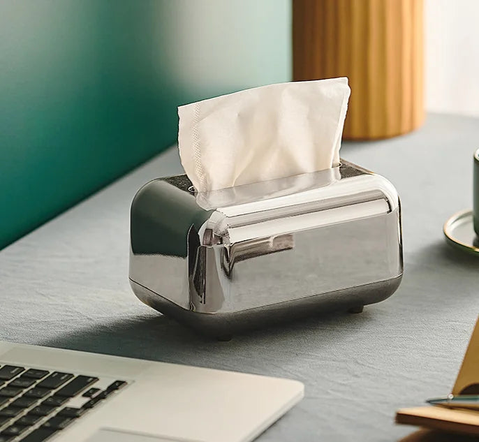 Luxie tissue box with gold finish adds elegance and sophistication to any room.