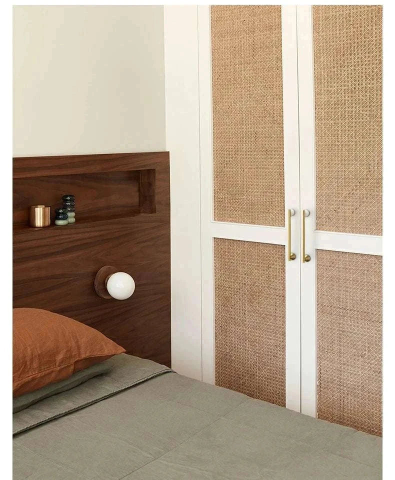 Natural Crystal and Brass Furniture Handles on a cupboard.