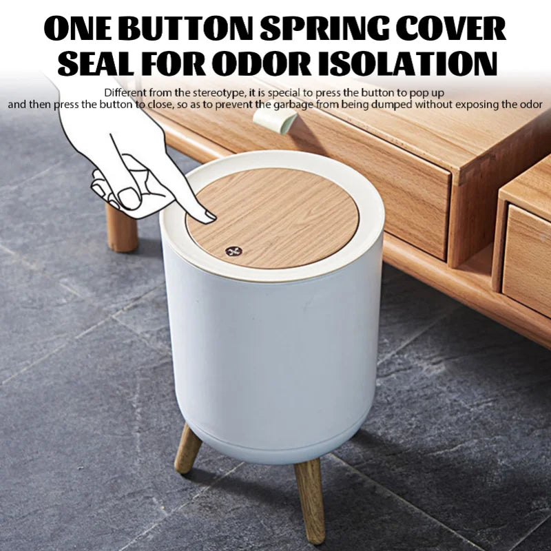 Null Trash Can with sleek design and one-button spring cover.