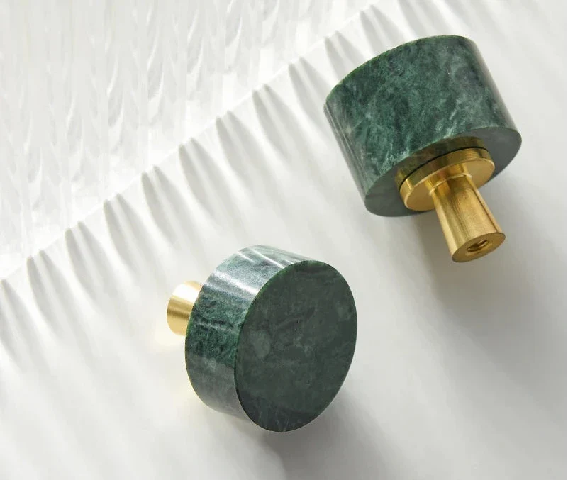 Anessa Handles made of brass with green marble design