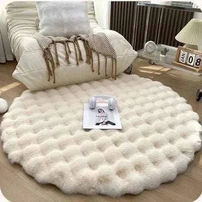 Round soft Wynter rug in a cozy living space, adding comfort and elegance.