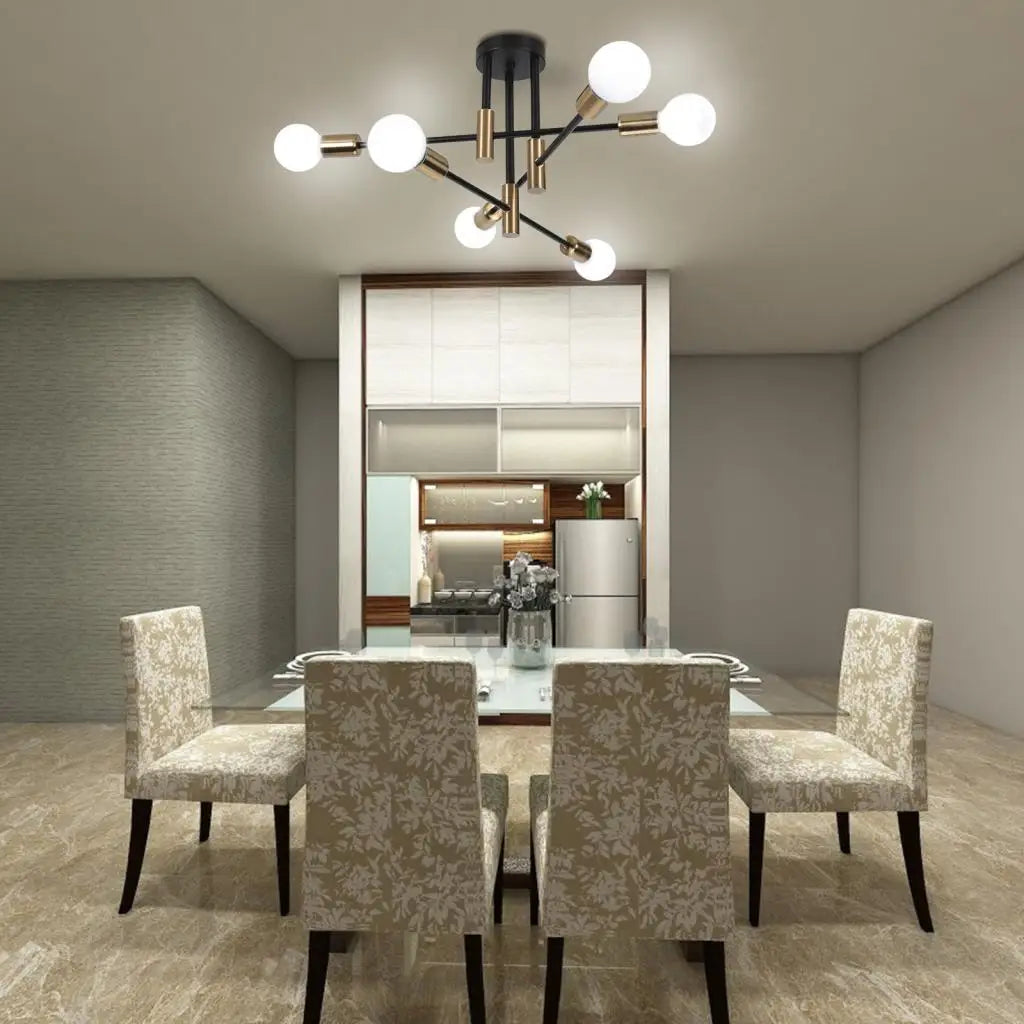 Alexis LED Ceiling Chandelier illuminating a modern dining room.