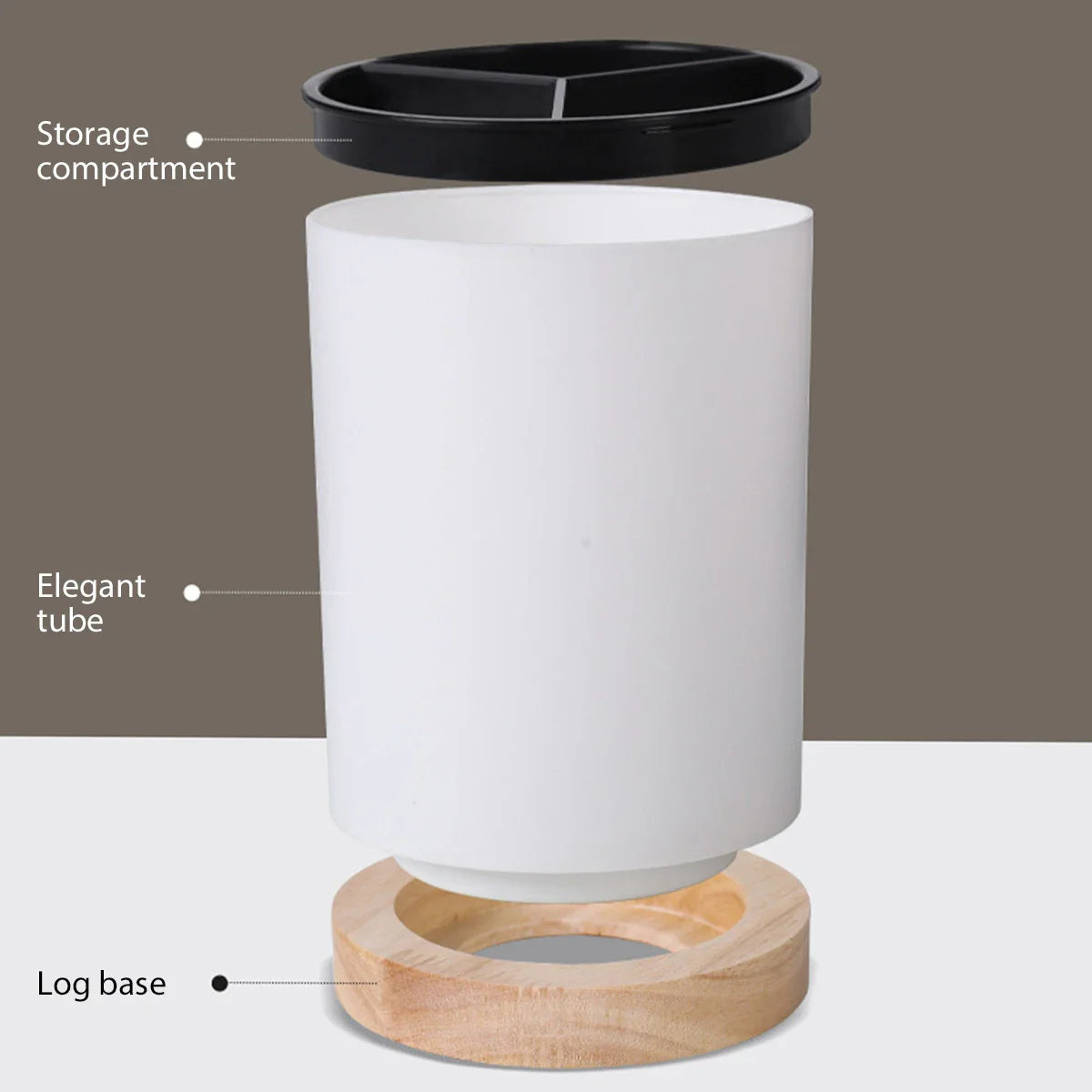 Durable cutlery drainer with wood and ceramic appearance, featuring storage compartment and elegant design.