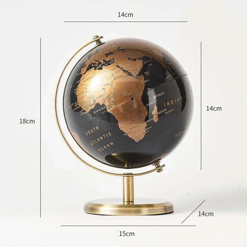 Elegant Aya Globe in black and bronze, perfect for decor and geography enthusiasts.