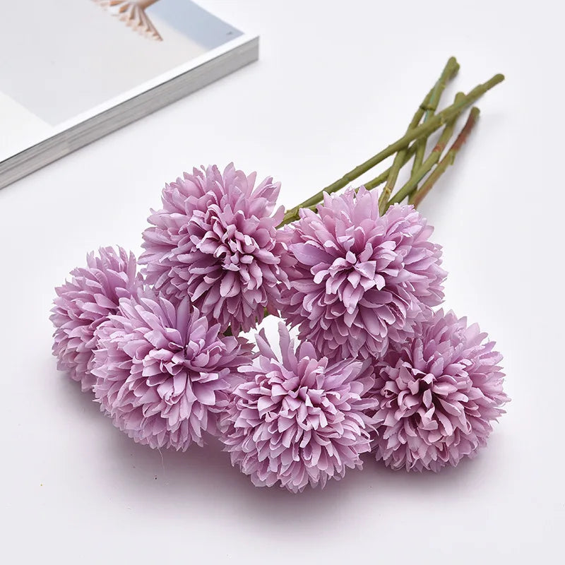 Celine Faux Dandelion Flower with lifelike pink petals for elegant interior decor.