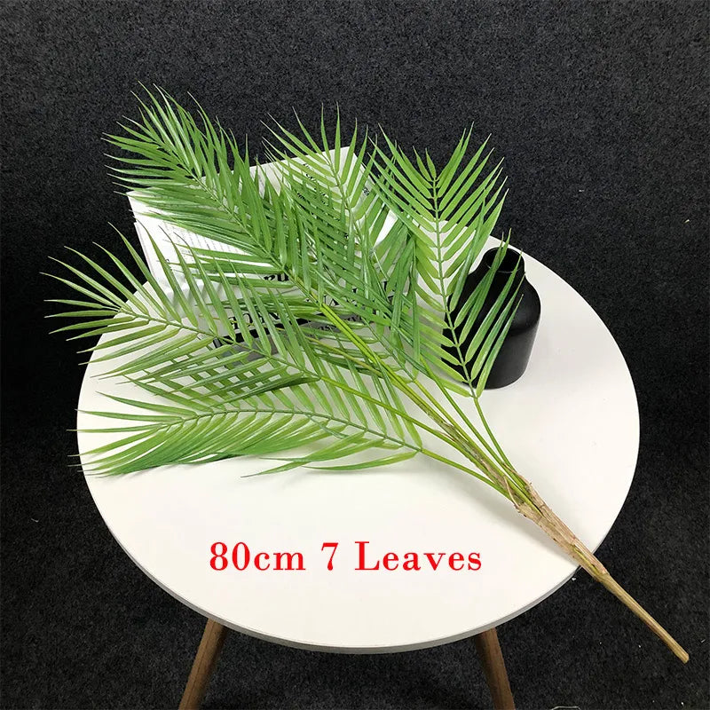 Faux Palm Tree Branch with 7 leaves, 80cm, lifelike tropical home decor.