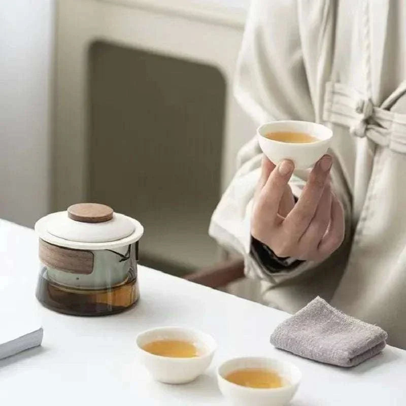Zen Teapot and Tea Cup set with elegant, minimalist design.