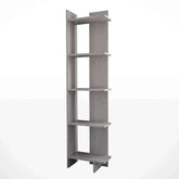 5 tier corner shelving unit in white and walnut finish, with ample storage for organizing spaces.