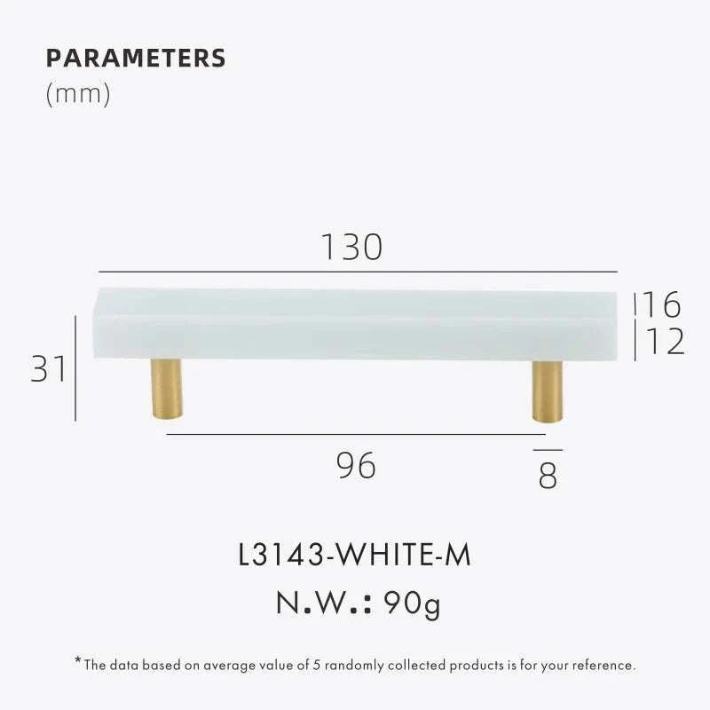 Anessa Handles - Brass and Marble Door Knob Measurements