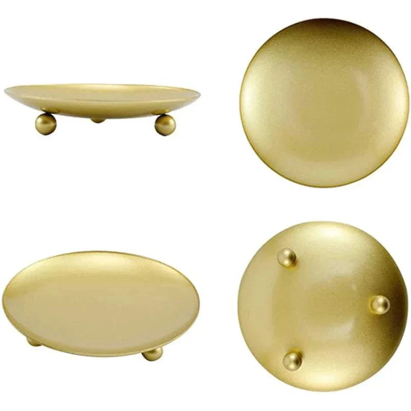 Shaut Candle Holders with sleek black gold finish and tray for display.