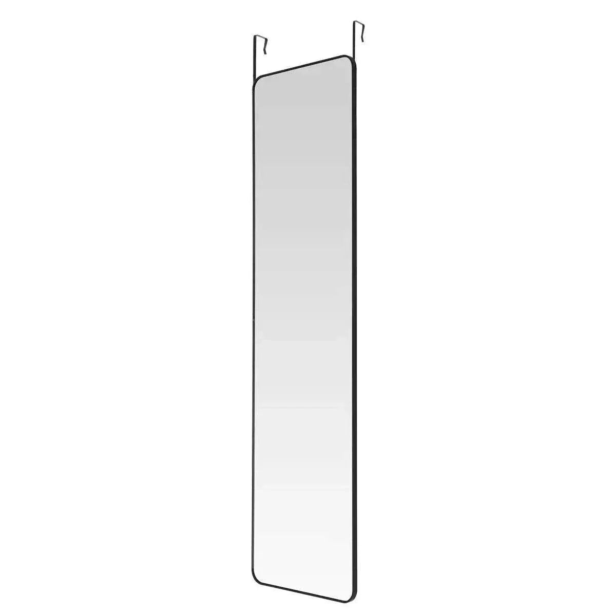 Full length door hanging mirror with metal frame and over-the-door mount.
