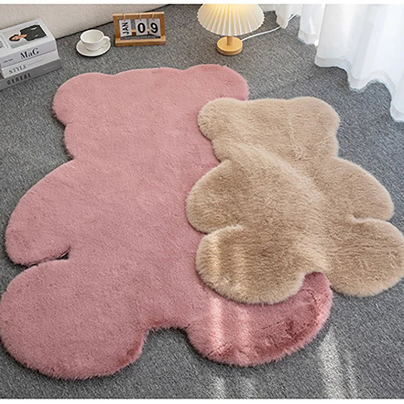 Matt the Bear Rug in playful design with high-quality faux fur, ideal for children's bedroom decor.