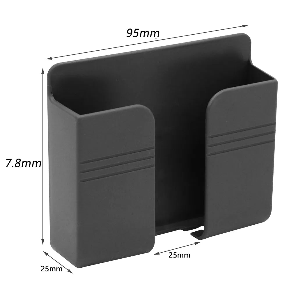 Yalp Storage Box, wall-mounted organizer for remotes and phones, dimensions shown.
