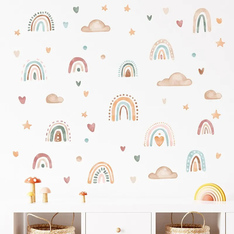 Cali Rainbow Cloud Star Wall Stickers for Kids' Bedroom Decor