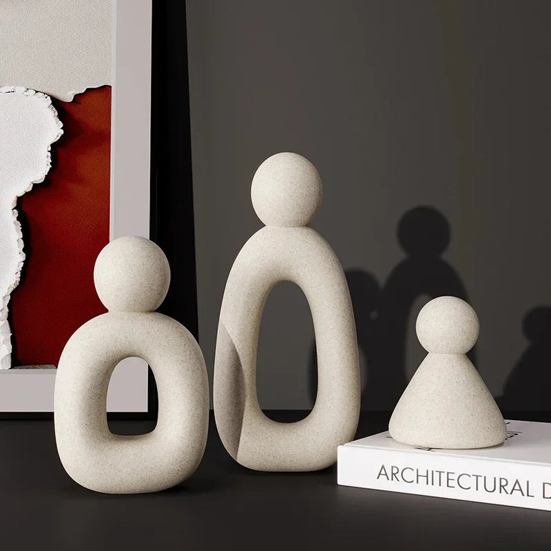 Minimalism Family Statue with neutral tones and modern design.