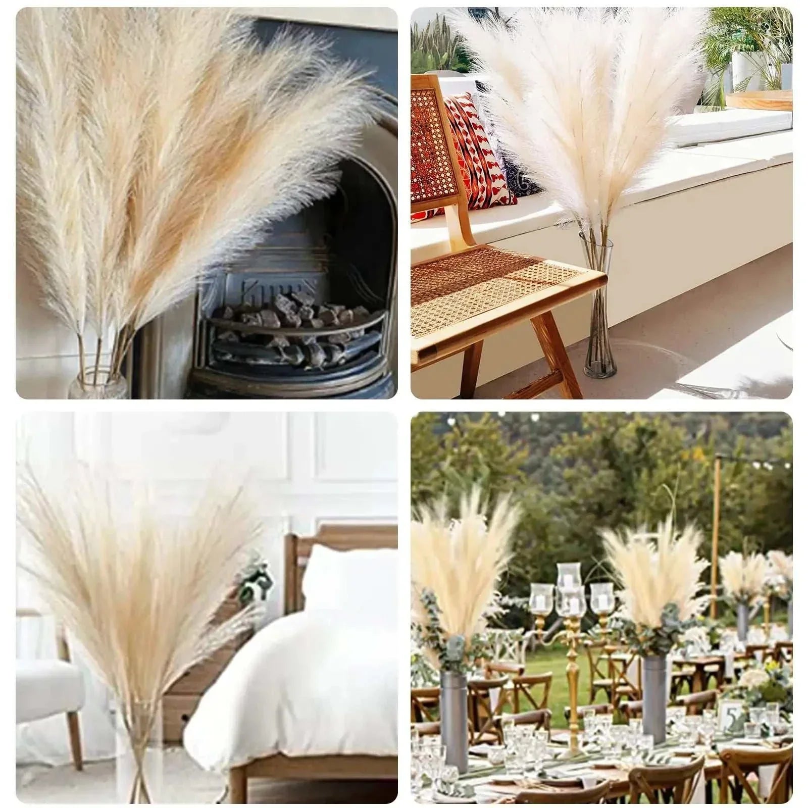 Faux Pampas Grass arrangement enhancing home and outdoor decor with boho style.
