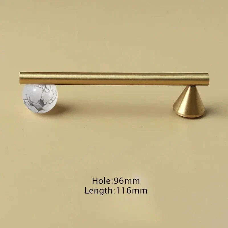 Natural Crystal and Brass Furniture Handle for Cabinets and Drawers