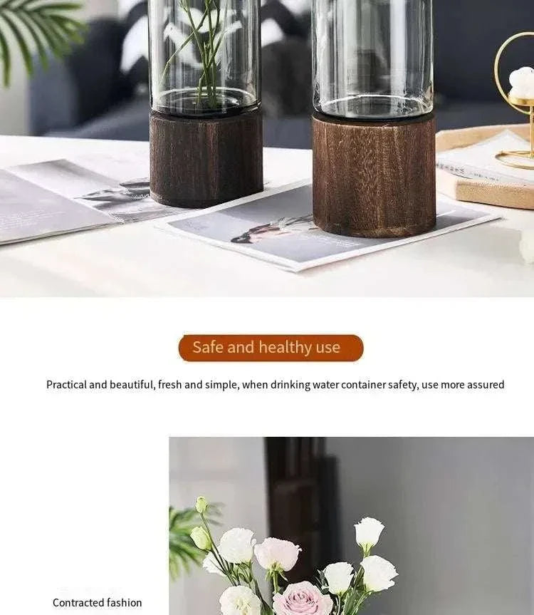 Sphinx Vases with glass and wood design, elegant home decor accessory.