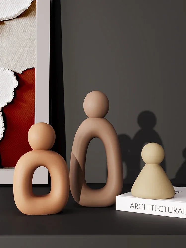 Minimalism Family Statue in neutral colors, sleek modern design.