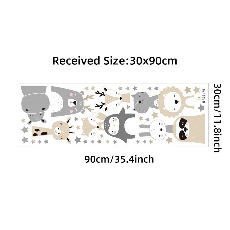 Cali Forest Animals wall stickers featuring cute forest animals and stars.