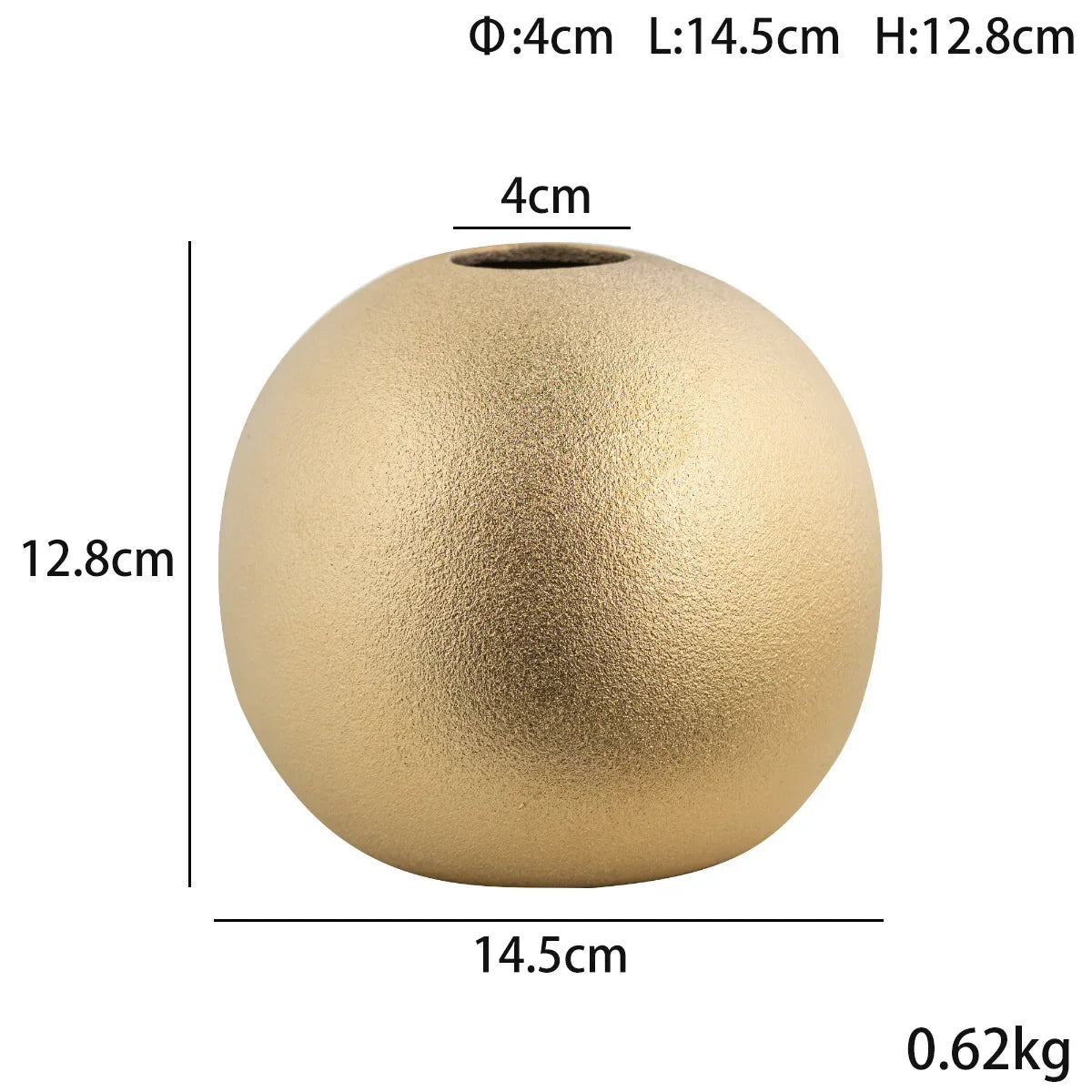 Nuala Ceramic Balls in gold, versatile decor vase, 14.5cm height.