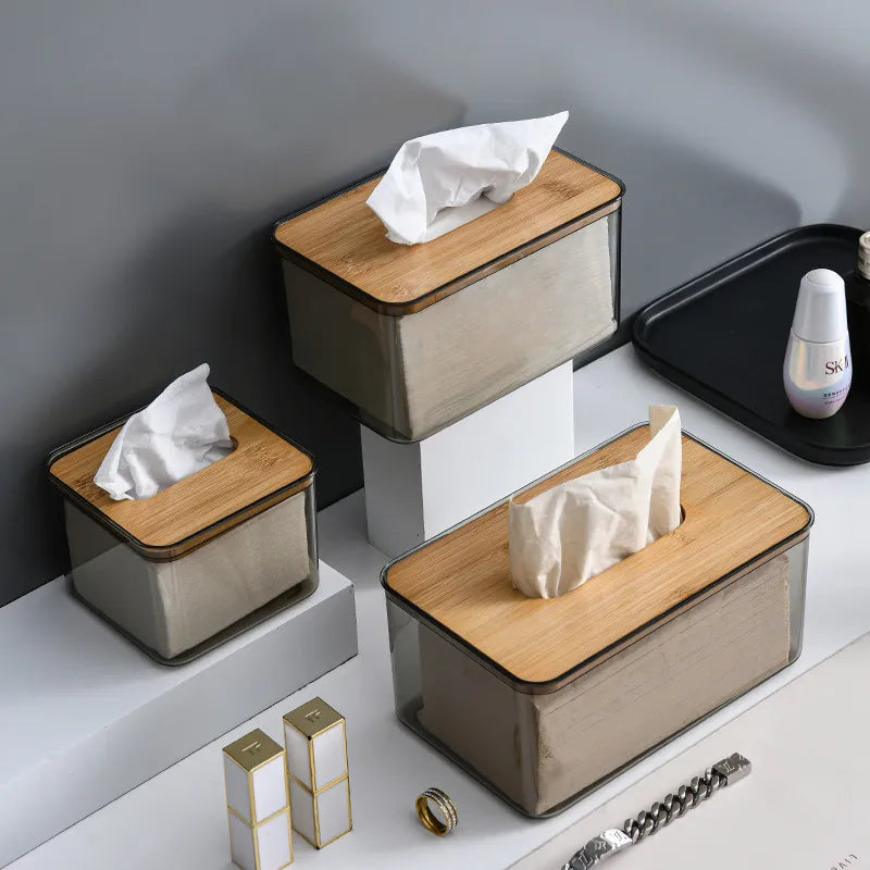 Sïmh Wooden Tissue Box with sleek design and natural finish.