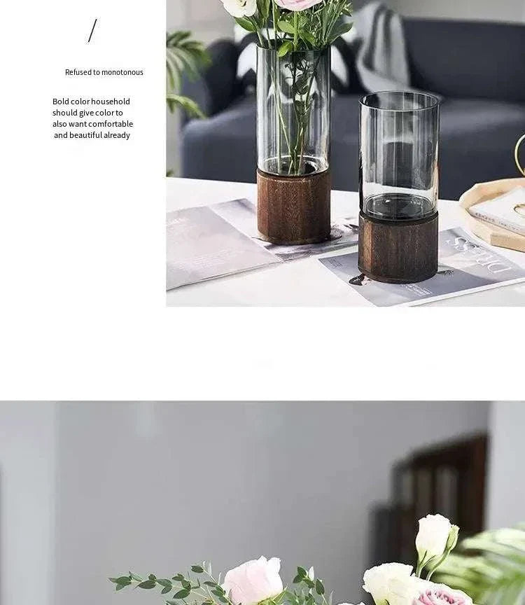 Sphinx Vases made of glass and wood, showcasing elegance and sophistication in a modern home setting.