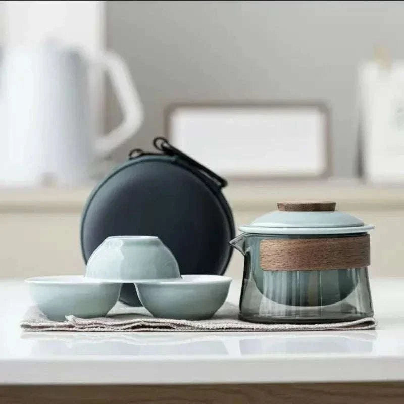 Zen Teapot and Tea Cup set with minimalist design on a table.